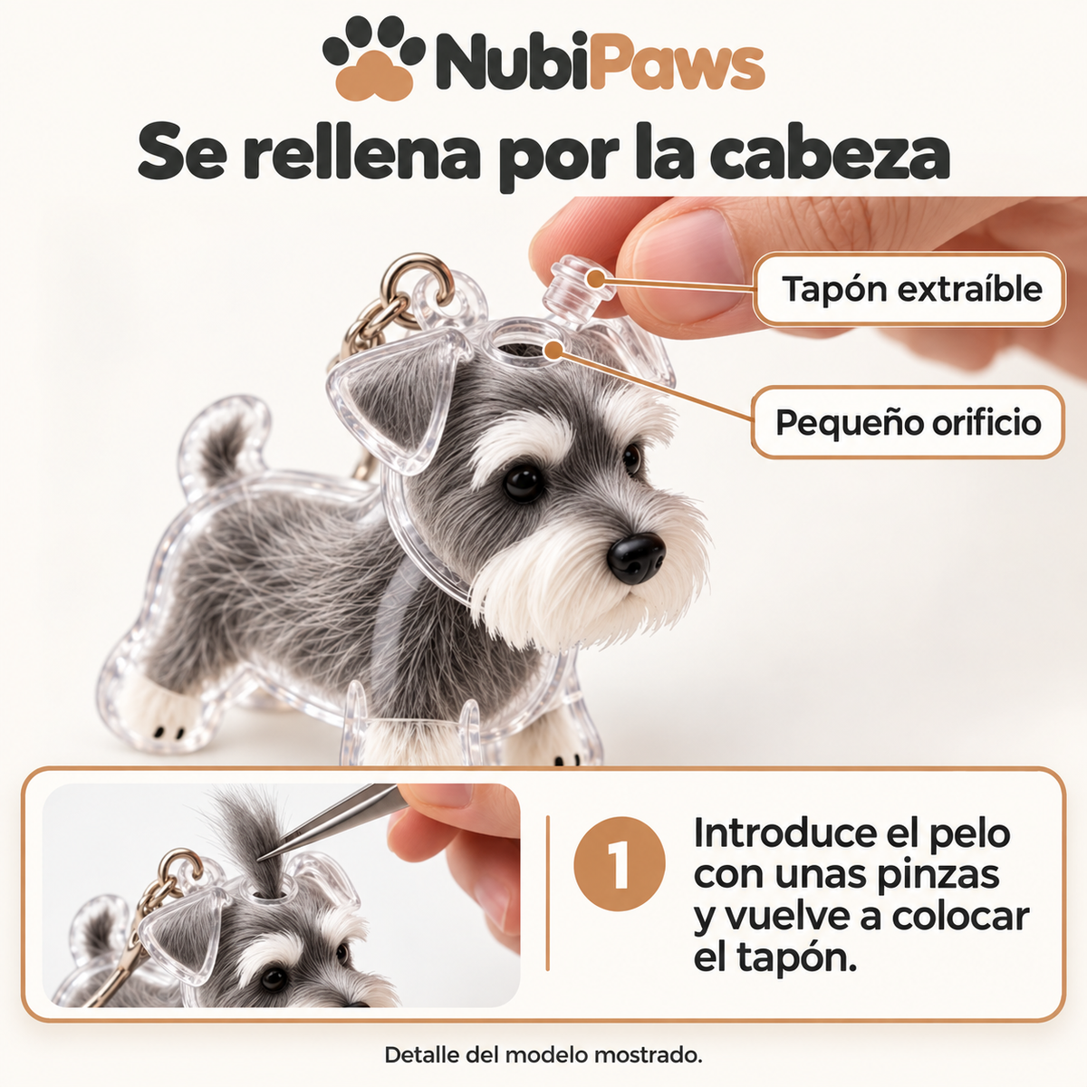 Llavero para Pelo de Mascota – Colgante Recuerdo con Forma de Perro